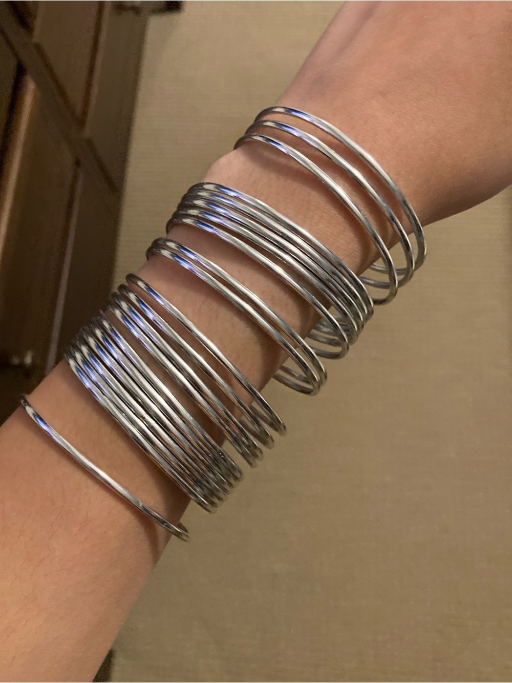 Silver Multi-Bangle Stack Bracelet Set - Picture 4 of 4